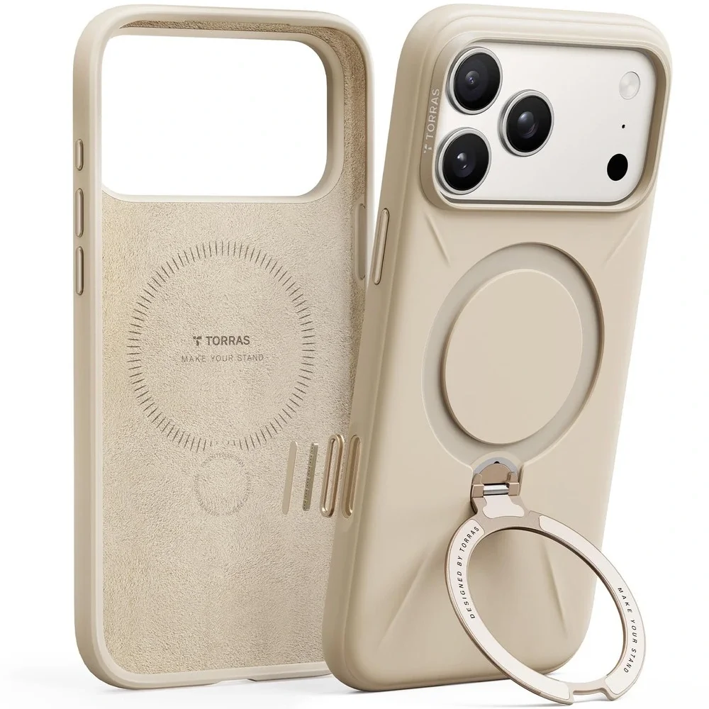 NWT TORRAS Ostand Q3 iPhone 17 Pro Max Case MagSafe 360 Spin Kickstand Beige